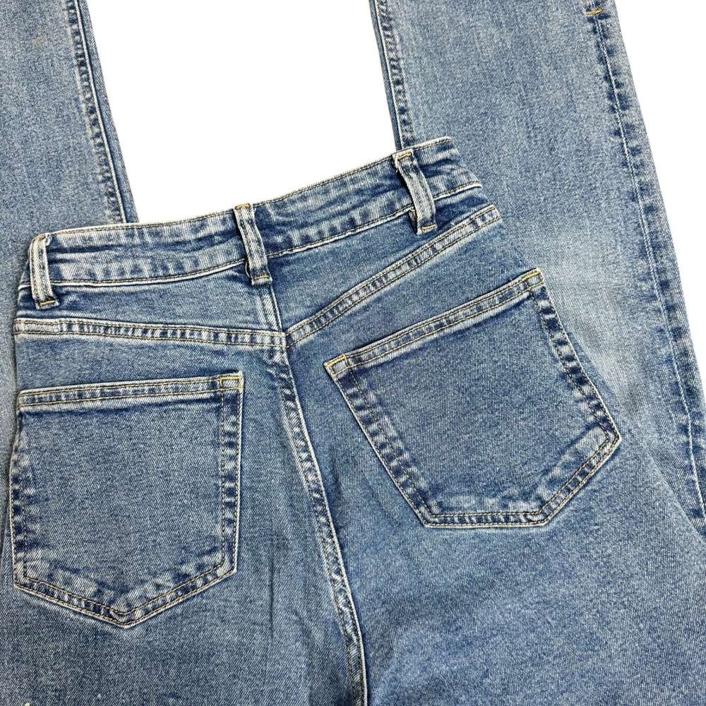 H&M Women Blue High Waisted Straight Leg Side Slit Jeans Size‎ 4 Medium Wash - Picture 3 of 5